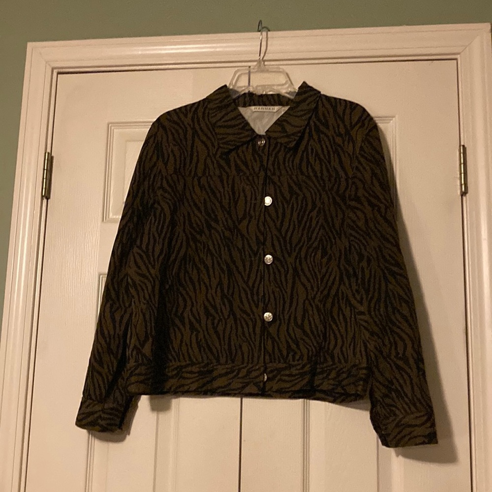Black/Brown Zebra Print Cotton/Spandex Jacket